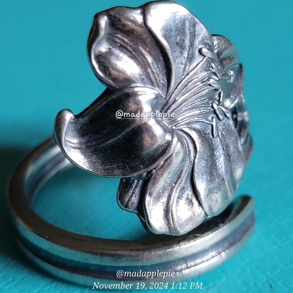 Vintage Daffodil Spoon Ring in Sterling Silver Luxury Designer Celebrity #138 - Picture 9 of 16